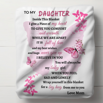 My Daughter Pink Butterfly Blanket Love Mom