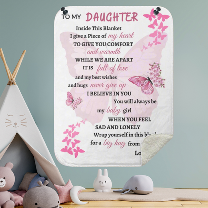 My Daughter Pink Butterfly Blanket Love Mom