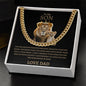To My Son Lion Cuban Link Necklace/ Message Card- Gold Font