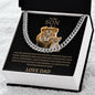 To My Son Lion Cuban Link Necklace/ Message Card- Gold Font