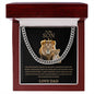 To My Son Lion Cuban Link Necklace/ Message Card- Gold Font