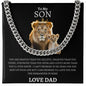 To My Son- Lion  Cuban Link Necklace w/ Message Card