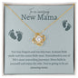 Amazing New Mama Love Knot Necklace- Blue Font