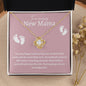 Amazing New Mama Love Knot Necklace- White Font