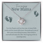 Amazing New Mama Love Knot Necklace- Blue Font