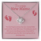 Amazing New Mama Love Knot Necklace- Pink Font