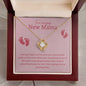 Amazing New Mama Love Knot Necklace- Pink Font