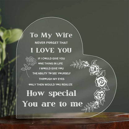 To My Wife Heart Acrylic w/out Stand