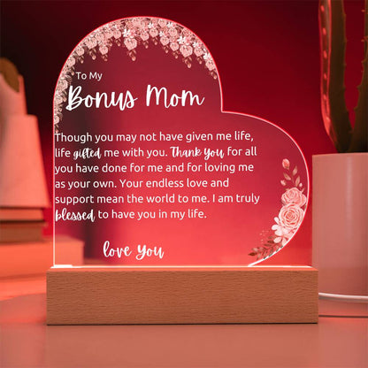 To My Bonus Mom Acrylic LED Plaque Gift