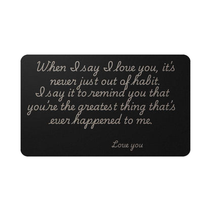 I Love You Engraved Metal Wallet Card