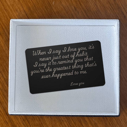 I Love You Engraved Metal Wallet Card