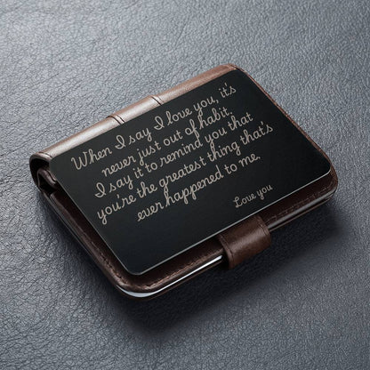 I Love You Engraved Metal Wallet Card