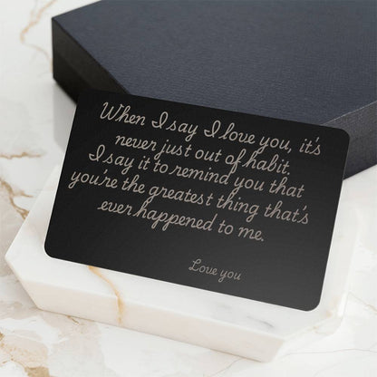 I Love You Engraved Metal Wallet Card