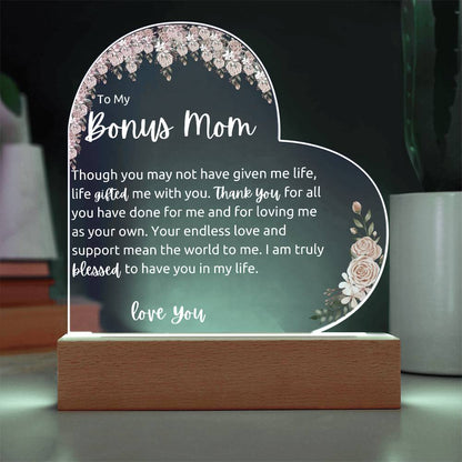 To My Bonus Mom Acrylic LED Plaque Gift